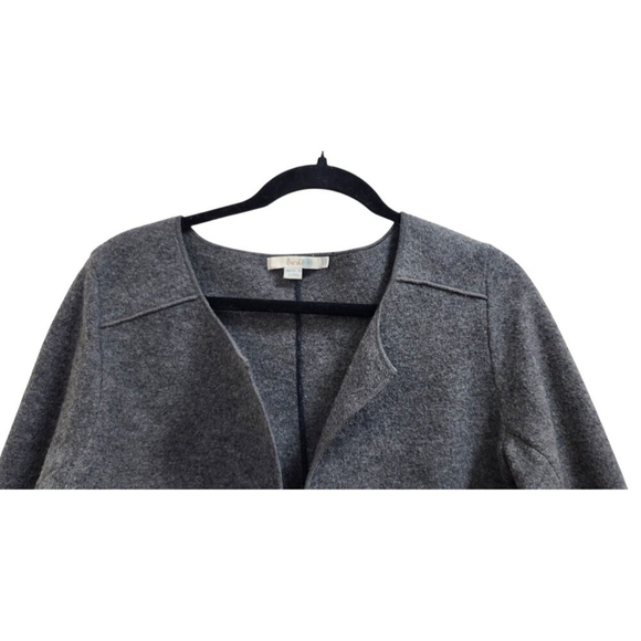 Boden Gray Seamed Boiled Wool Open Cardigan Sweater Blazer Jacket US 8 UK 12 - Picture 3 of 11